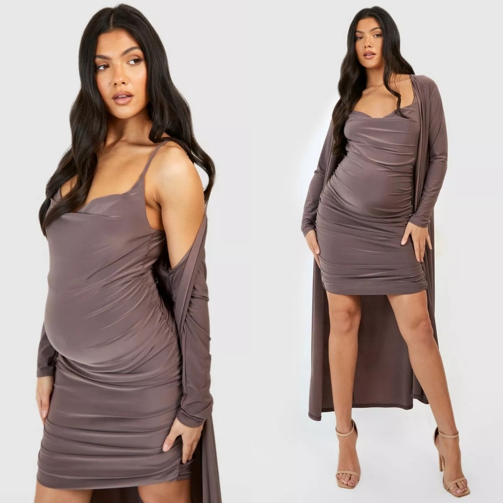 BOOHOO Maternity Strappy Cowl Neck Mini Dress Size 18